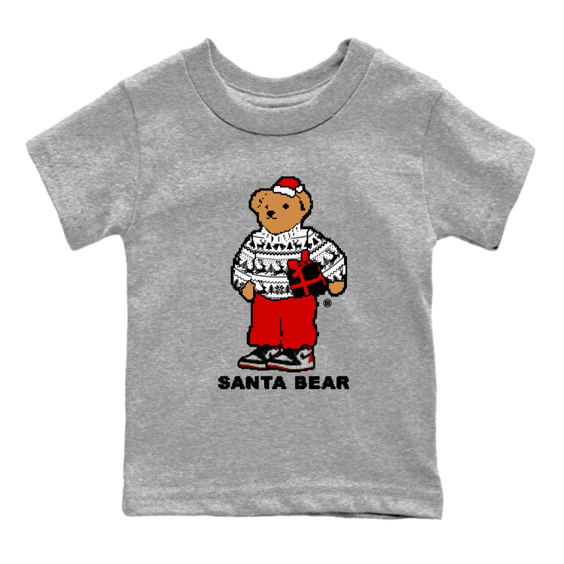 Santa Bear snkmatch Tees Kids - Air Jordan 1 Black Toe Reimagined
