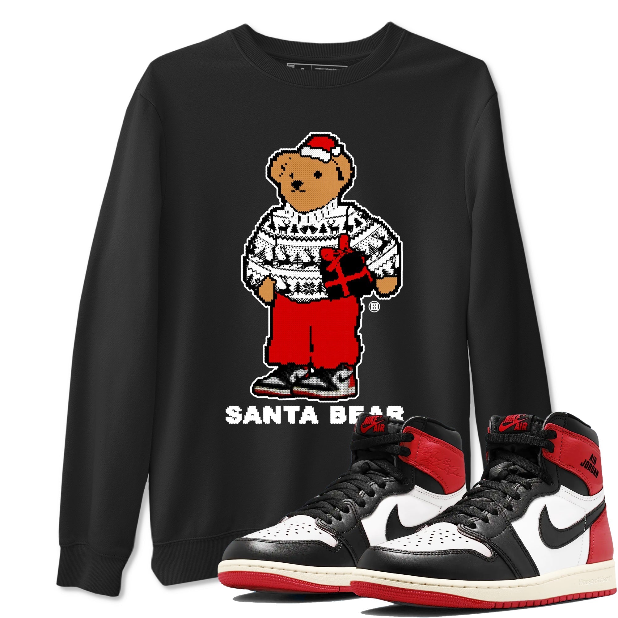 Santa Bear snkmatch Tees - Air Jordan 1 Black Toe Reimagined