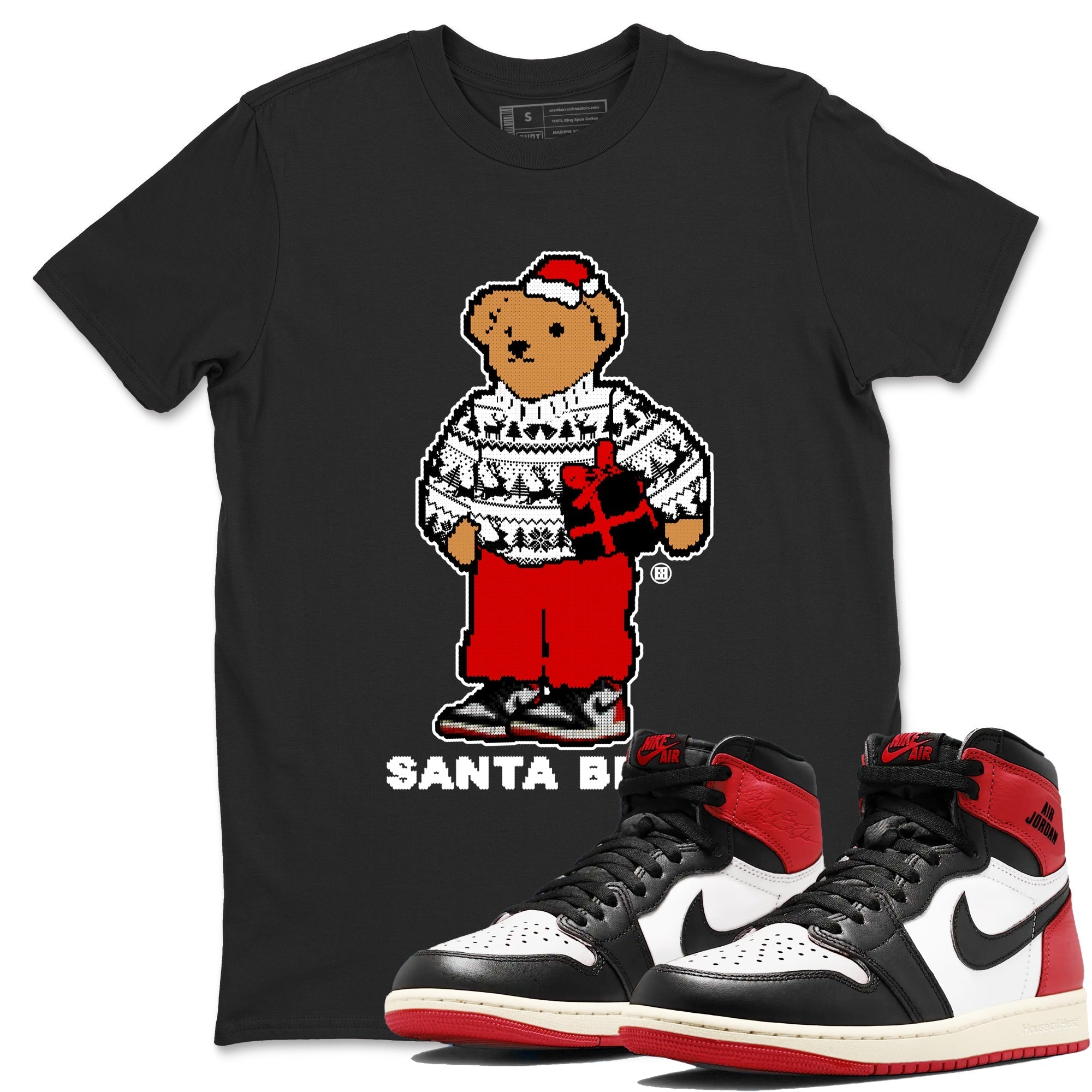 Santa Bear snkmatch Tees - Air Jordan 1 Black Toe Reimagined