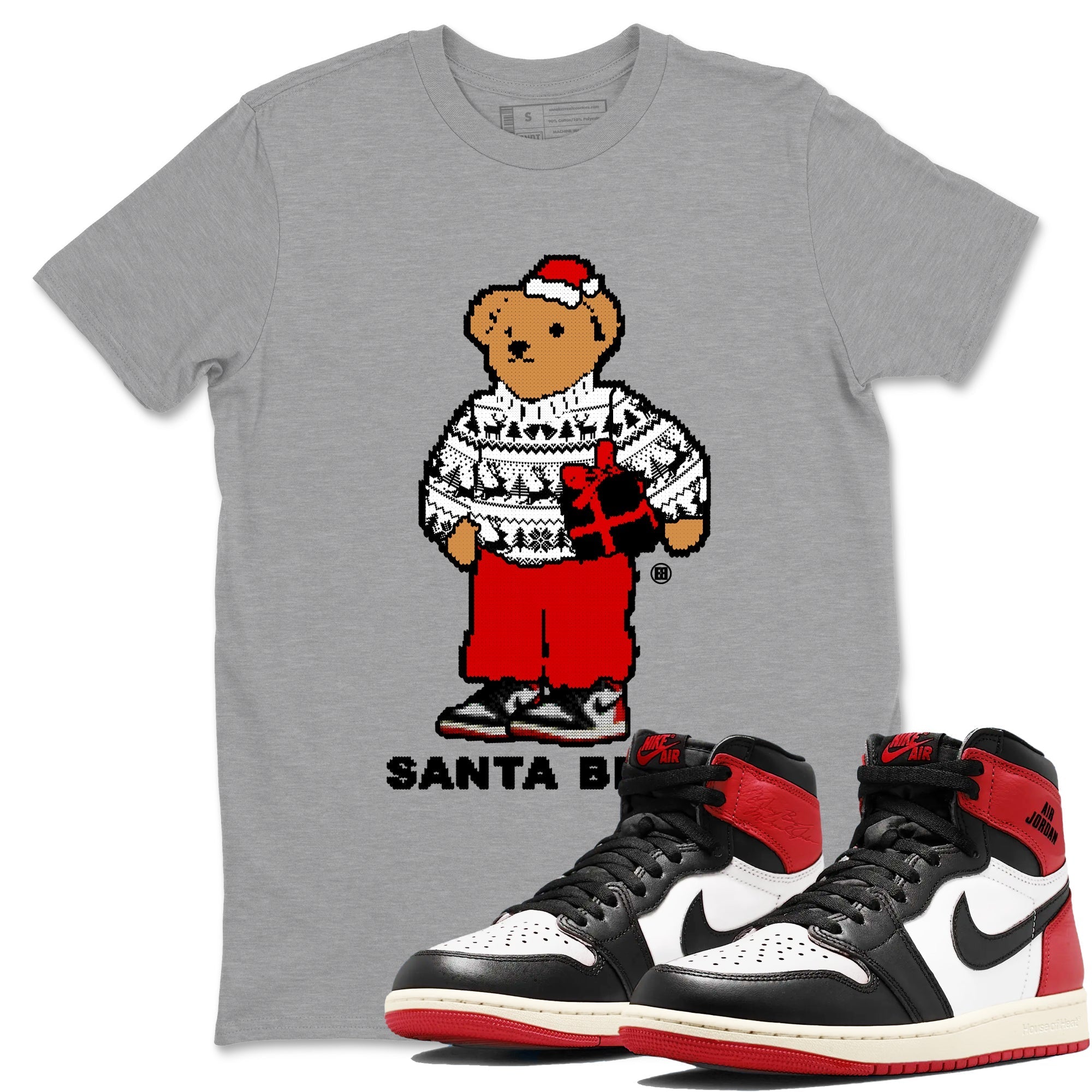 Santa Bear snkmatch Tees - Air Jordan 1 Black Toe Reimagined