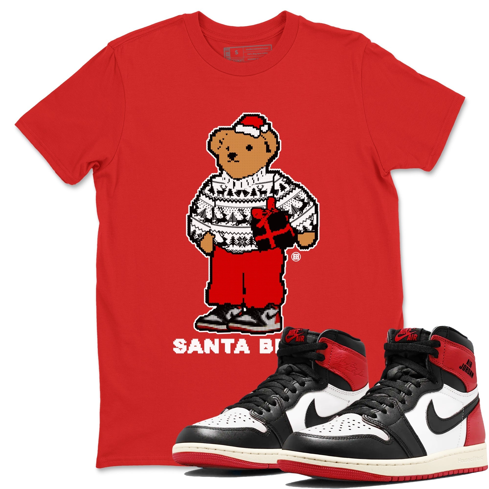 Santa Bear snkmatch Tees - Air Jordan 1 Black Toe Reimagined
