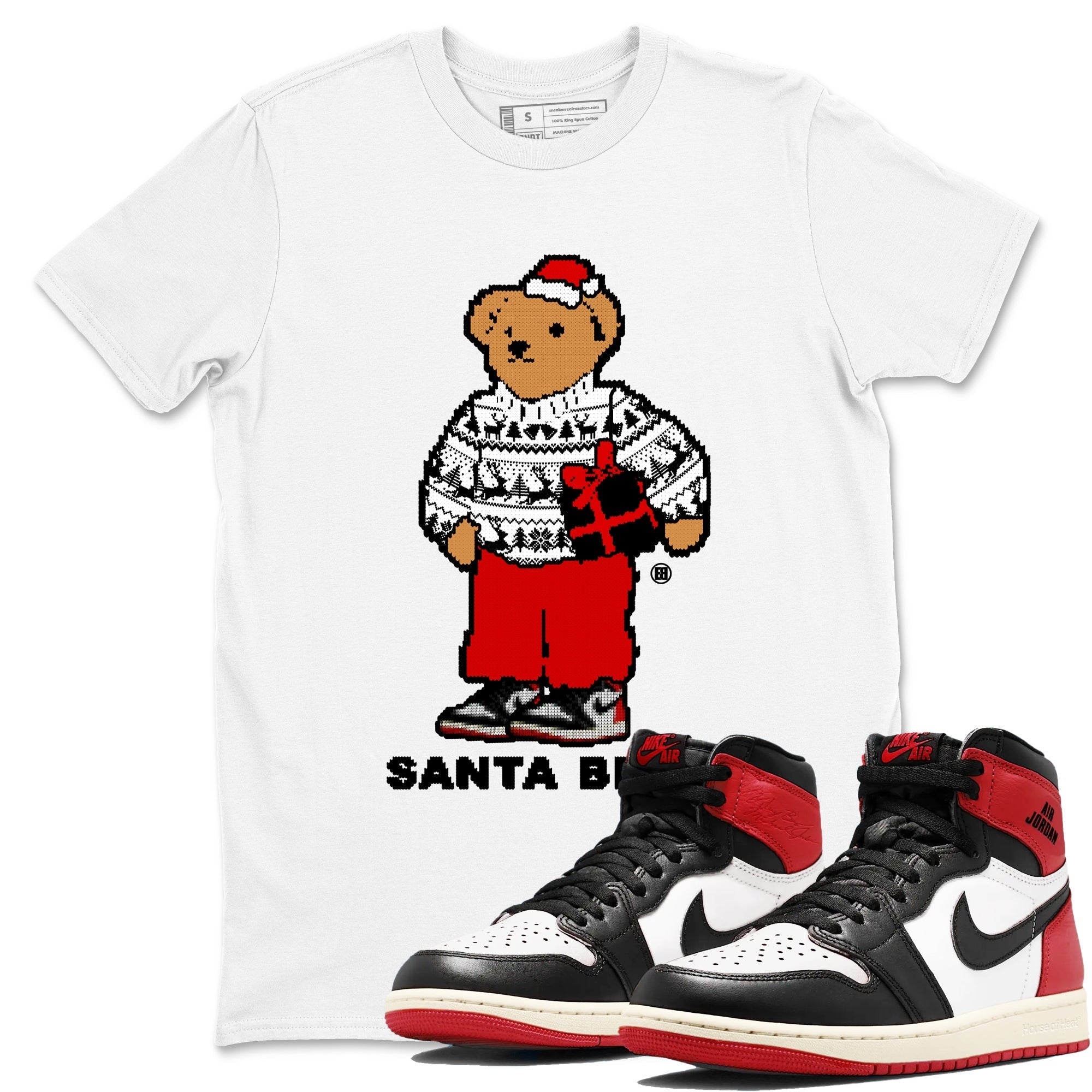 Santa Bear snkmatch Tees - Air Jordan 1 Black Toe Reimagined
