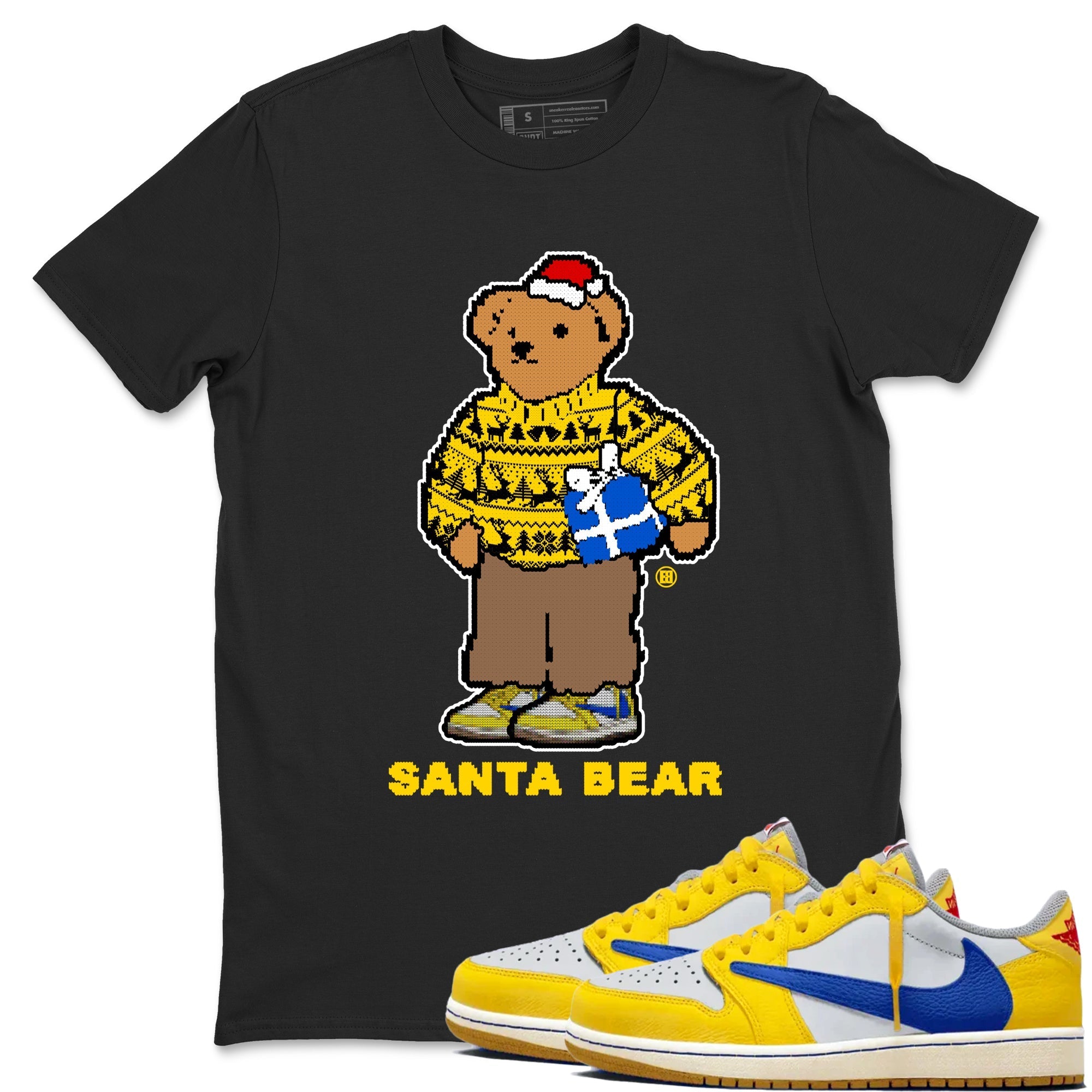 Santa Bear snkmatch Tees - Air Jordan 1 Travis Scott Canary