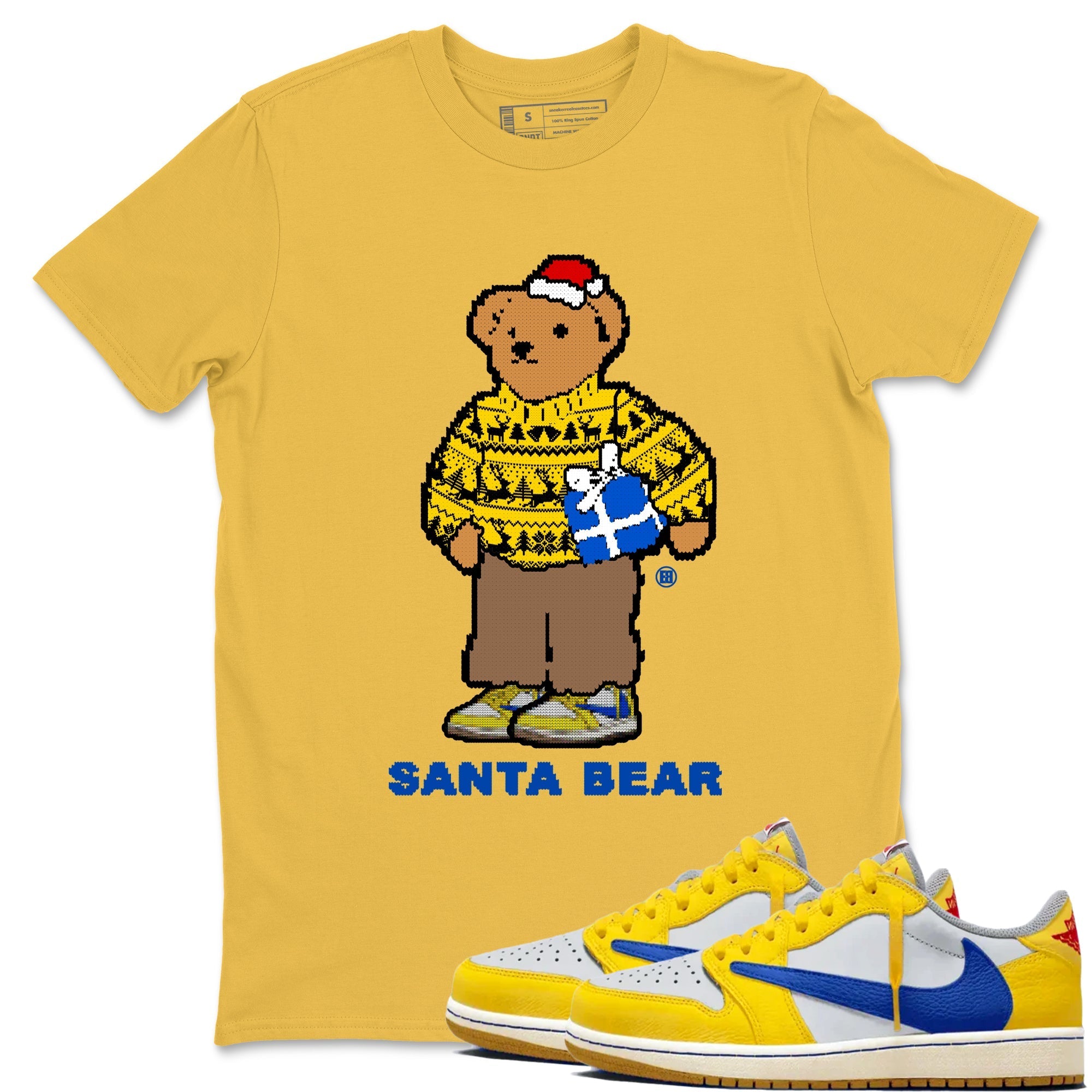 Santa Bear snkmatch Tees - Air Jordan 1 Travis Scott Canary