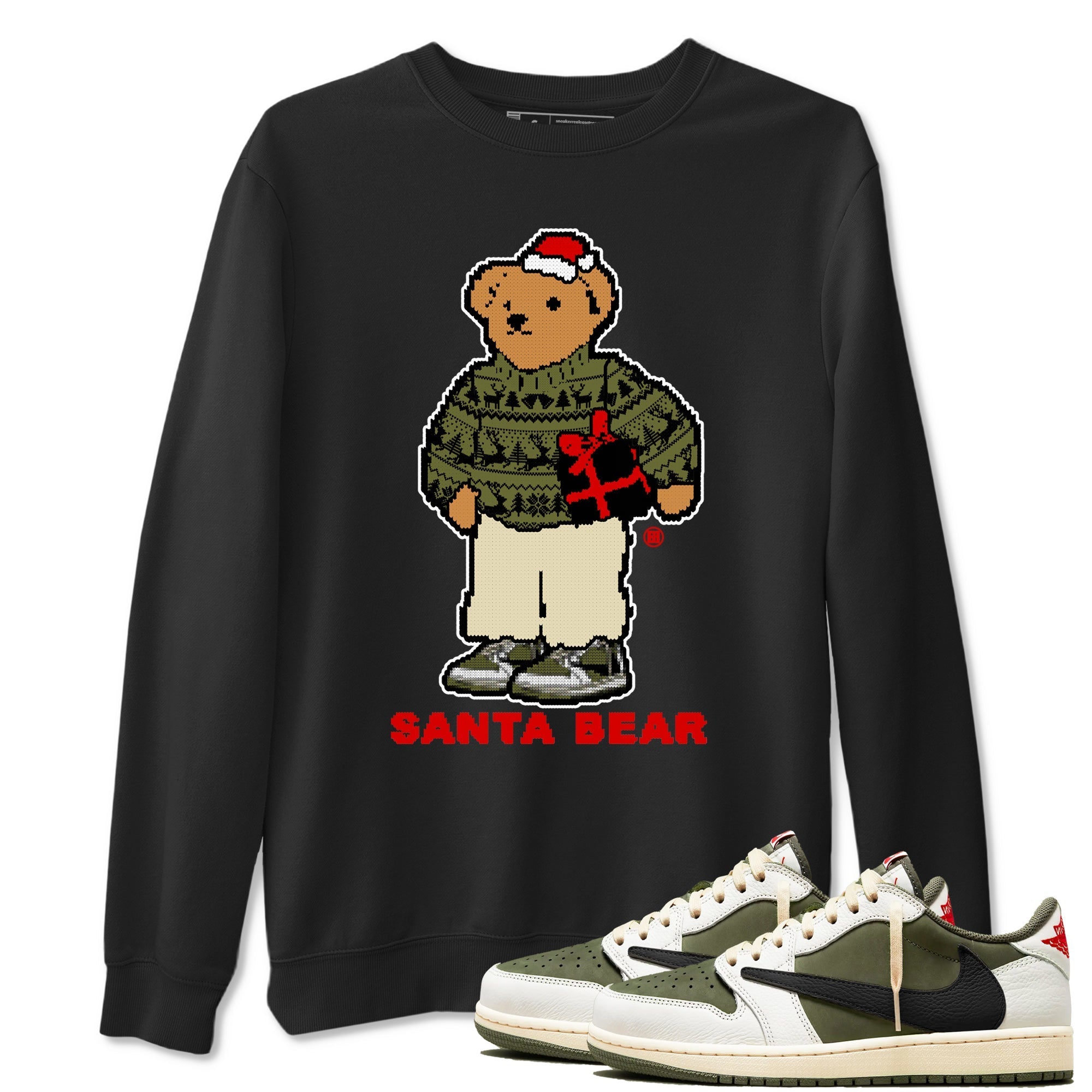 Santa Bear snkmatch Tees - Air Jordan 1 Travis Scott Medium Olive