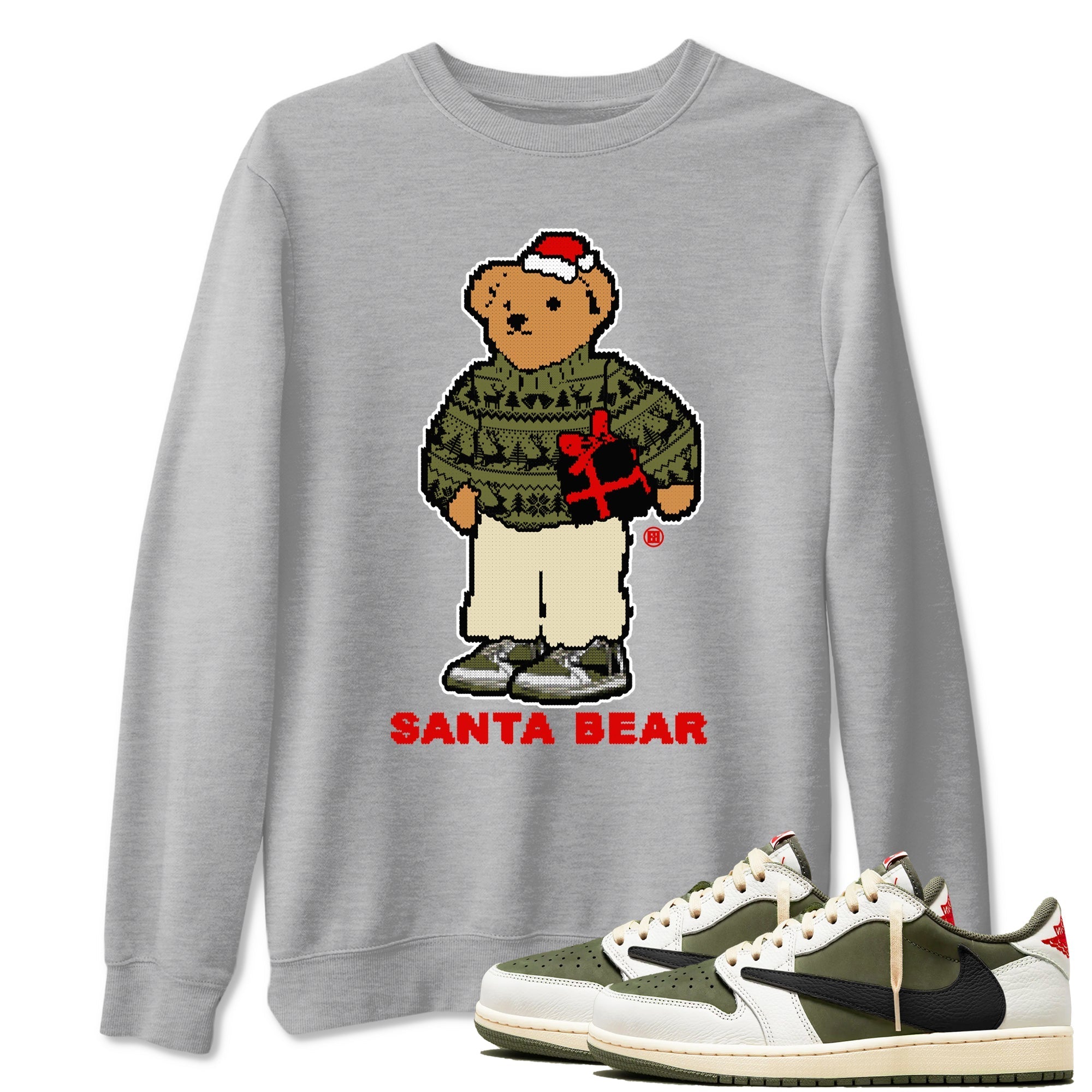 Santa Bear snkmatch Tees - Air Jordan 1 Travis Scott Medium Olive