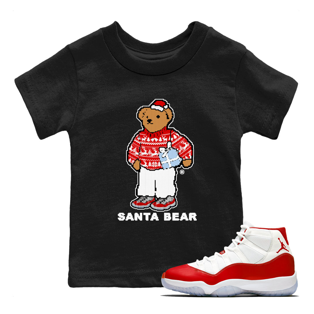 Santa Bear snkmatch Tees Kids - Air Jordan 11 Cherry