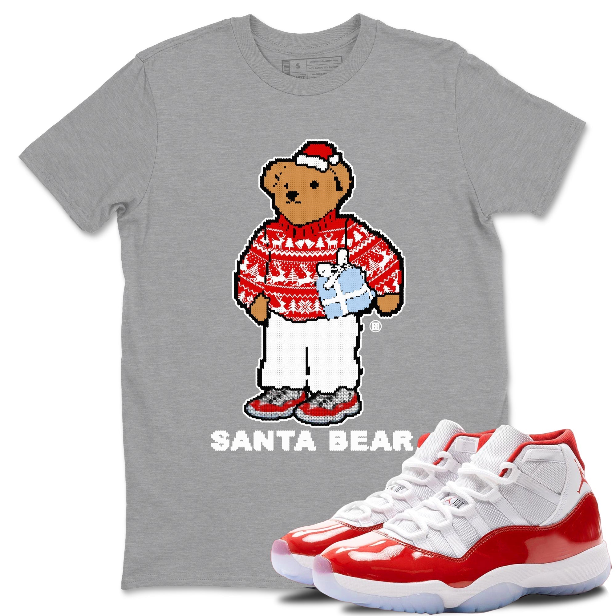 Santa Bear snkmatch Tees - Air Jordan 11 Cherry