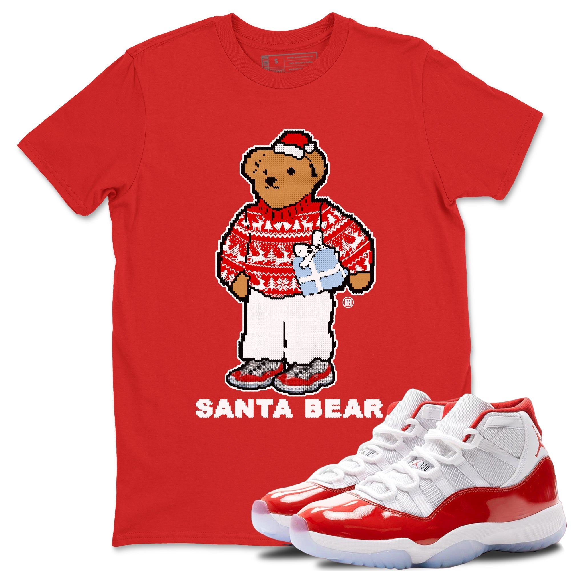 Santa Bear snkmatch Tees - Air Jordan 11 Cherry