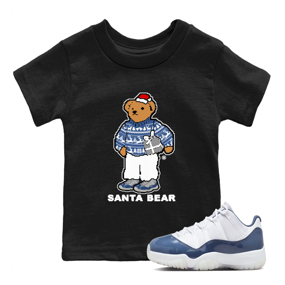 Santa Bear snkmatch Tees Kids - Air Jordan 11 Diffused Blue