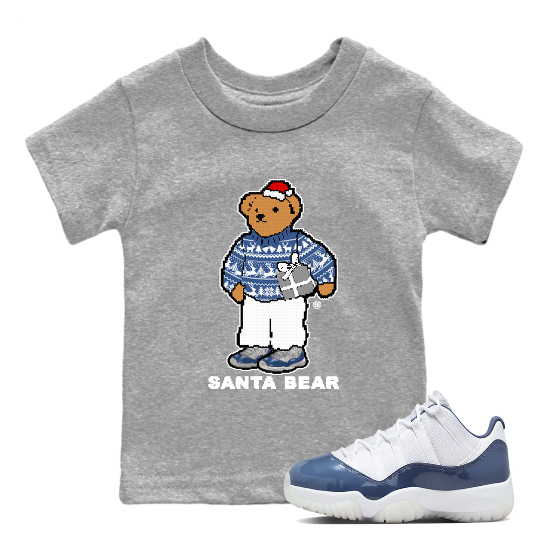 Santa Bear snkmatch Tees Kids - Air Jordan 11 Diffused Blue