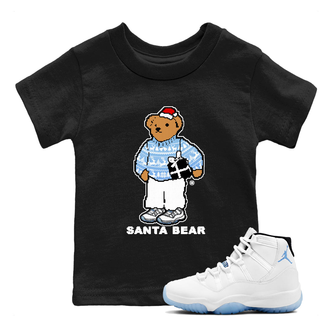 Santa Bear snkmatch Tees Kids - Air Jordan 11 Legend Blue