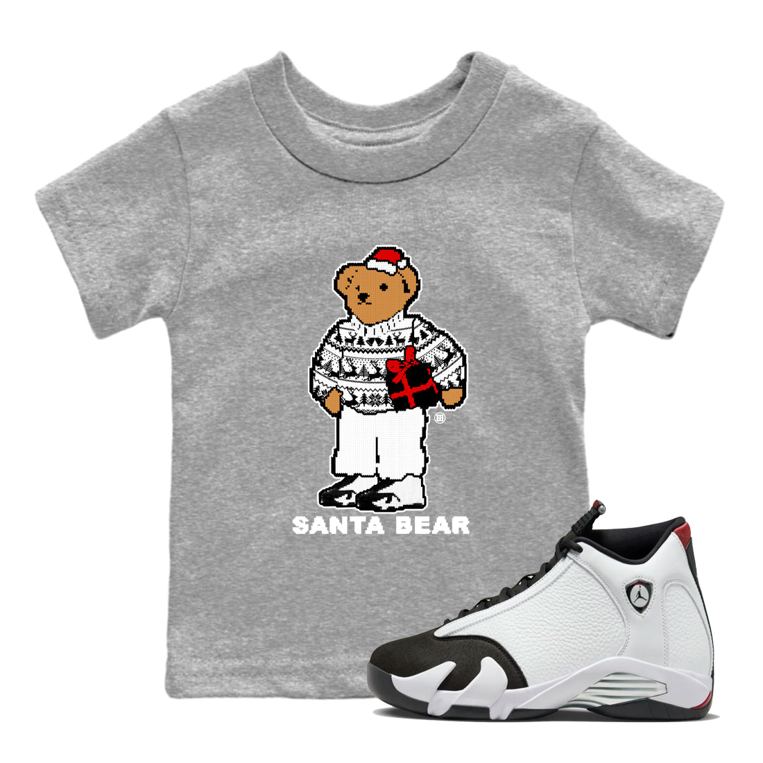 Santa Bear snkmatch Tees Kids - Air Jordan 14 Black Toe
