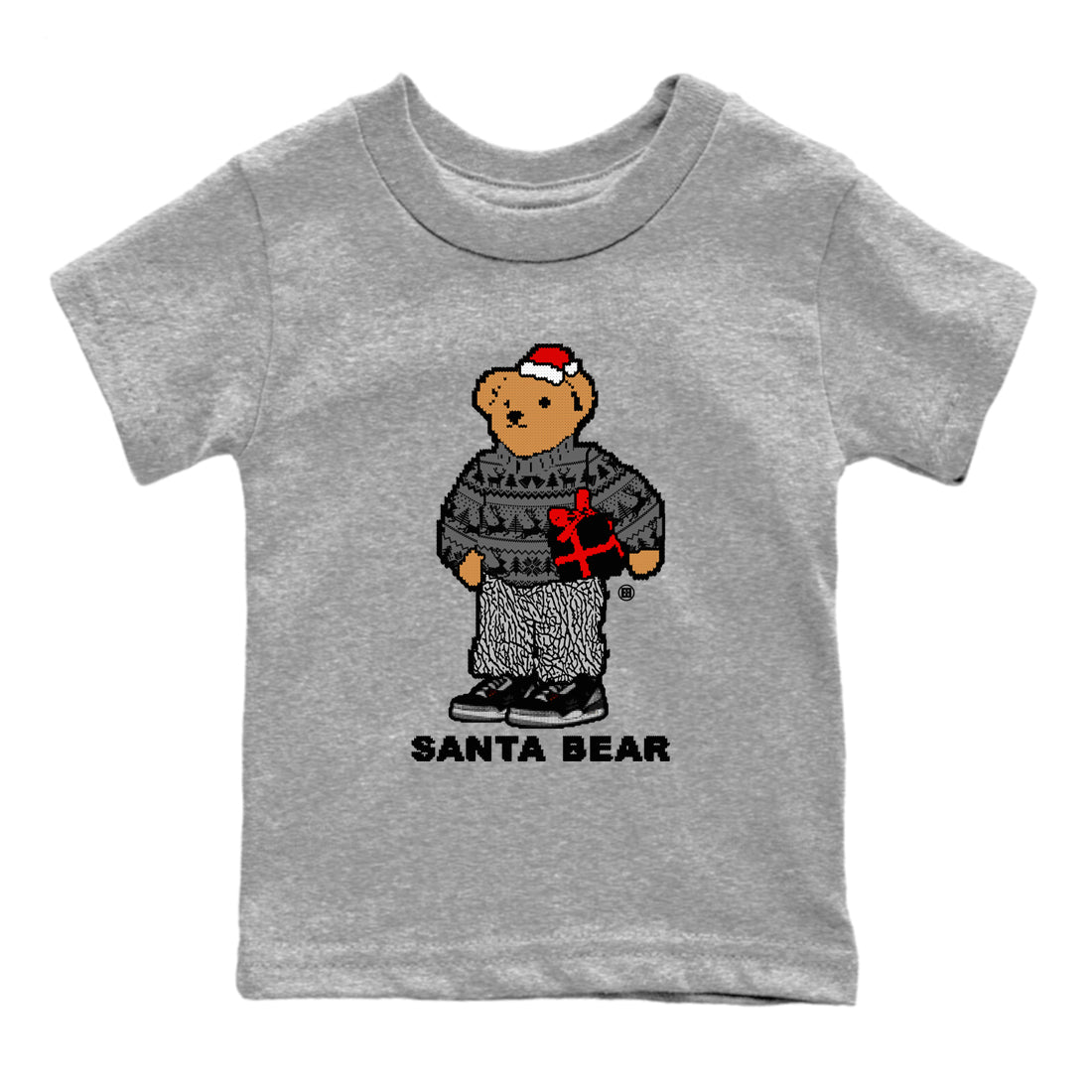 Santa Bear snkmatch Tees Kids - Air Jordan 3 Black Cement