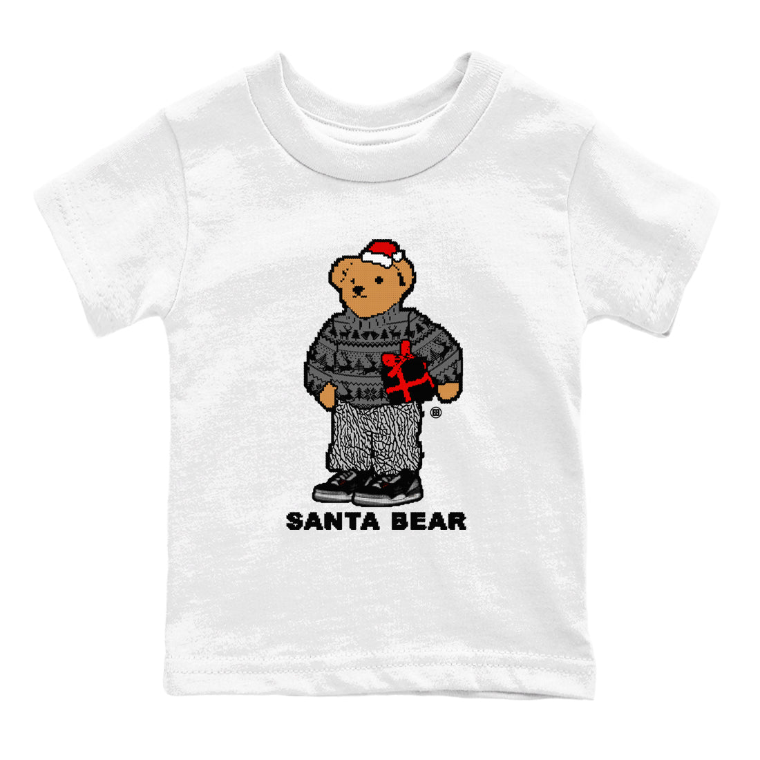Santa Bear snkmatch Tees Kids - Air Jordan 3 Black Cement