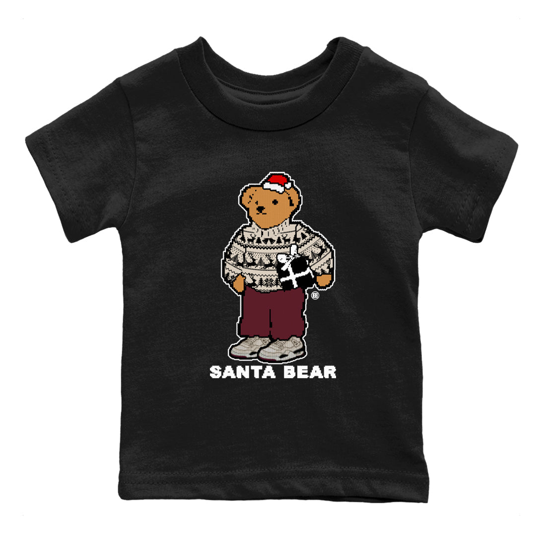 Santa Bear snkmatch Tees Kids - Air Jordan 4 A Ma Maniere x Fossil Stone