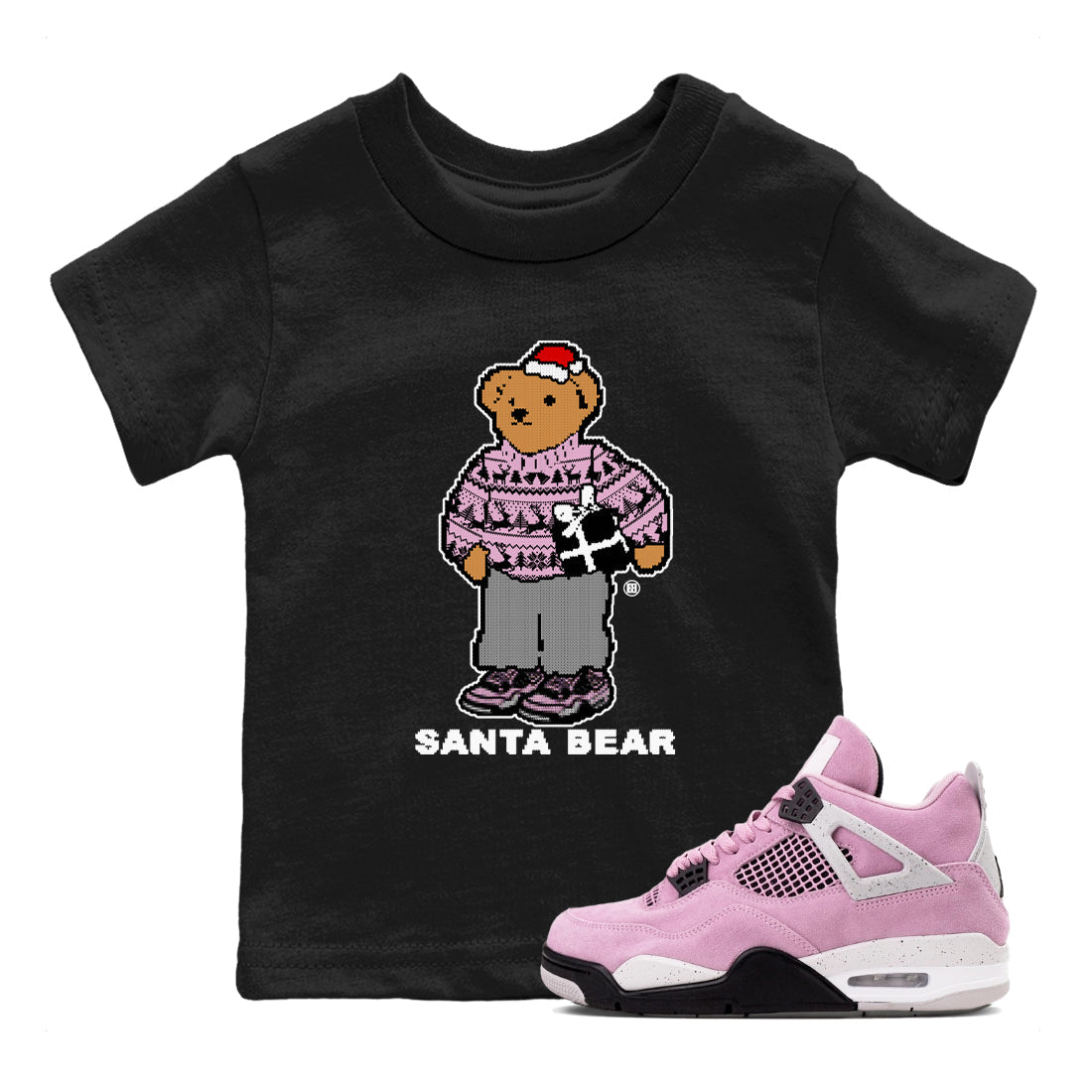 Santa Bear snkmatch Tees Kids - Air Jordan 4 Orchid