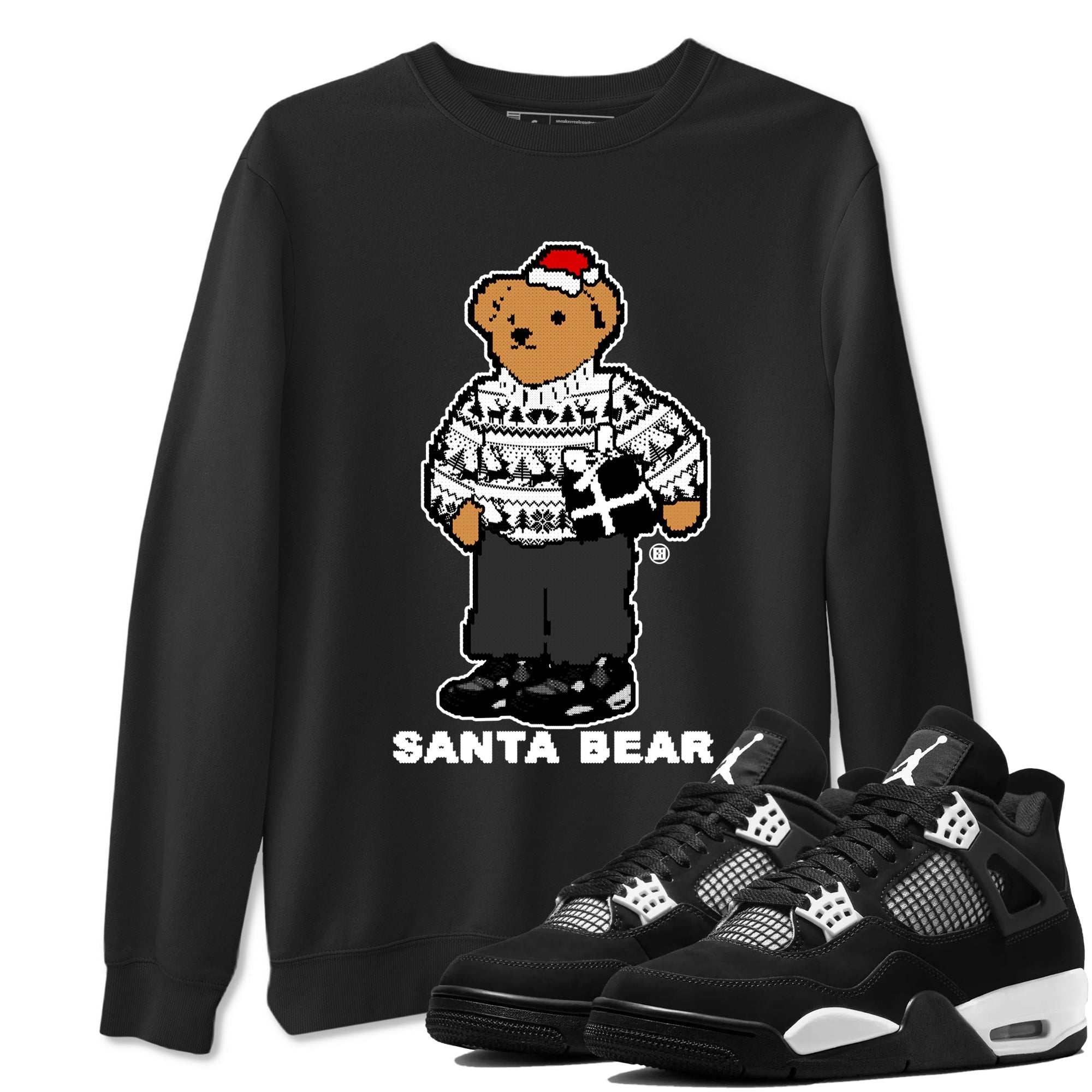 Santa Bear snkmatch Tees - Air Jordan 4 White Thunder
