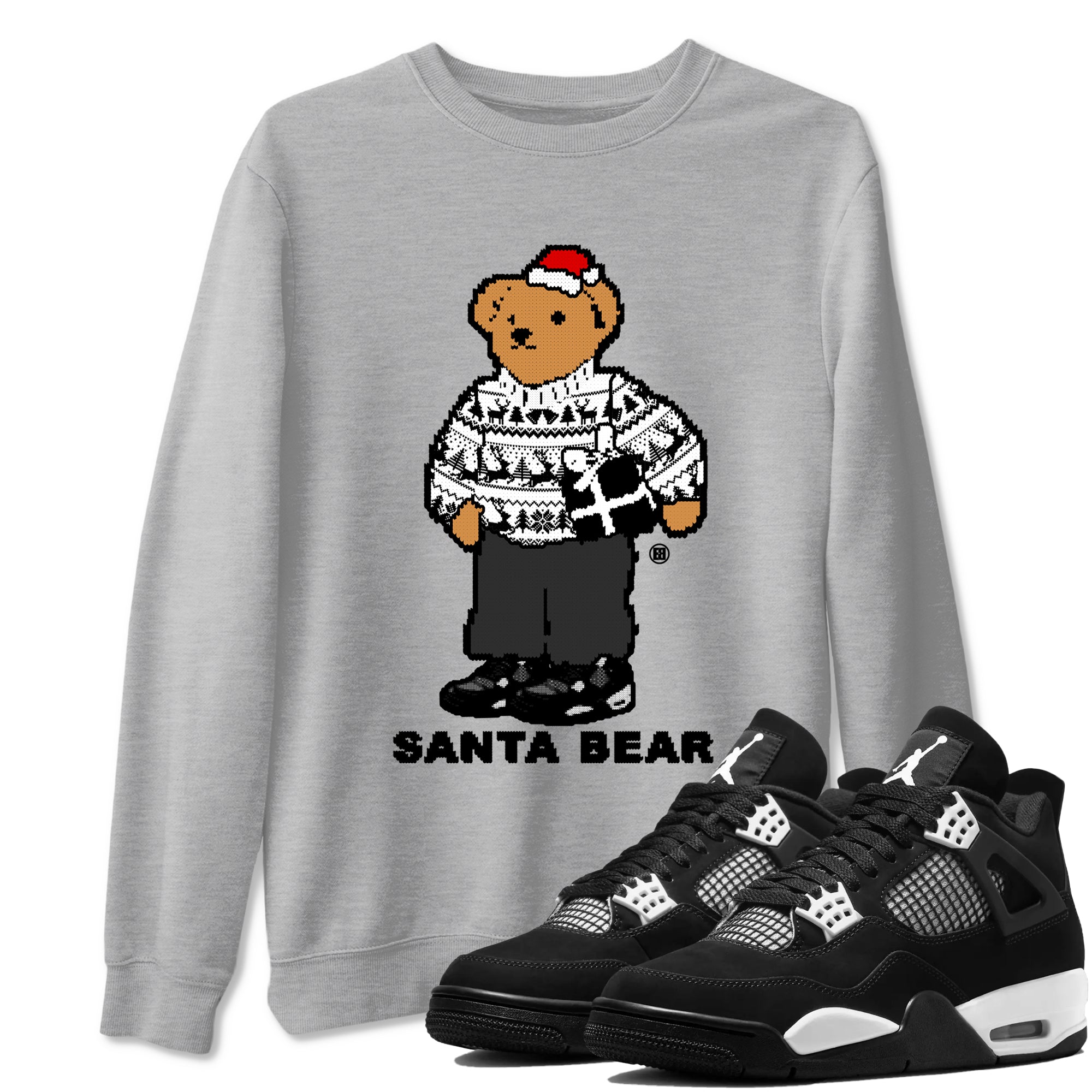 Santa Bear snkmatch Tees - Air Jordan 4 White Thunder