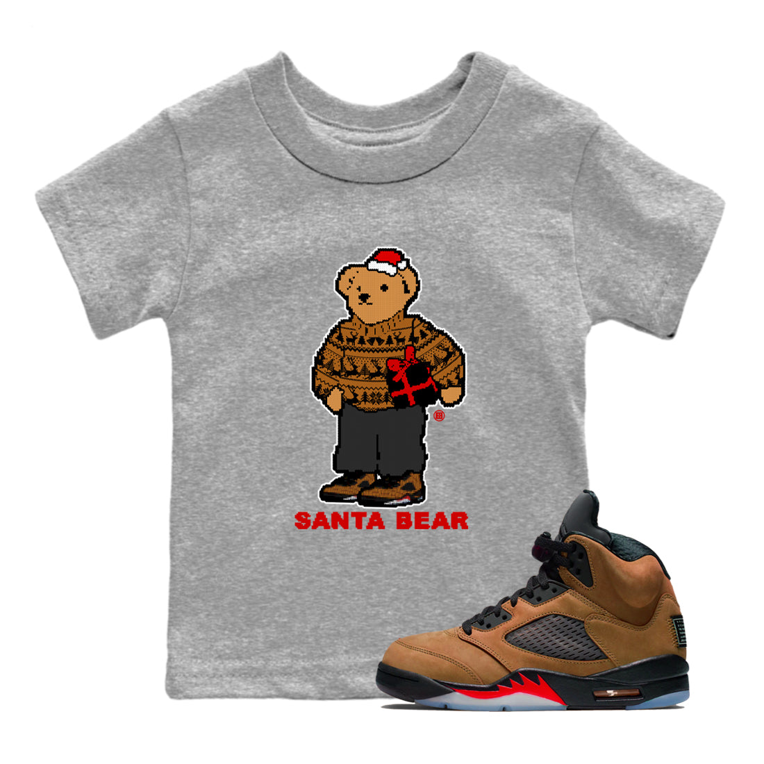 Santa Bear snkmatch Tees Kids - Air Jordan 5 Archaeo Brown