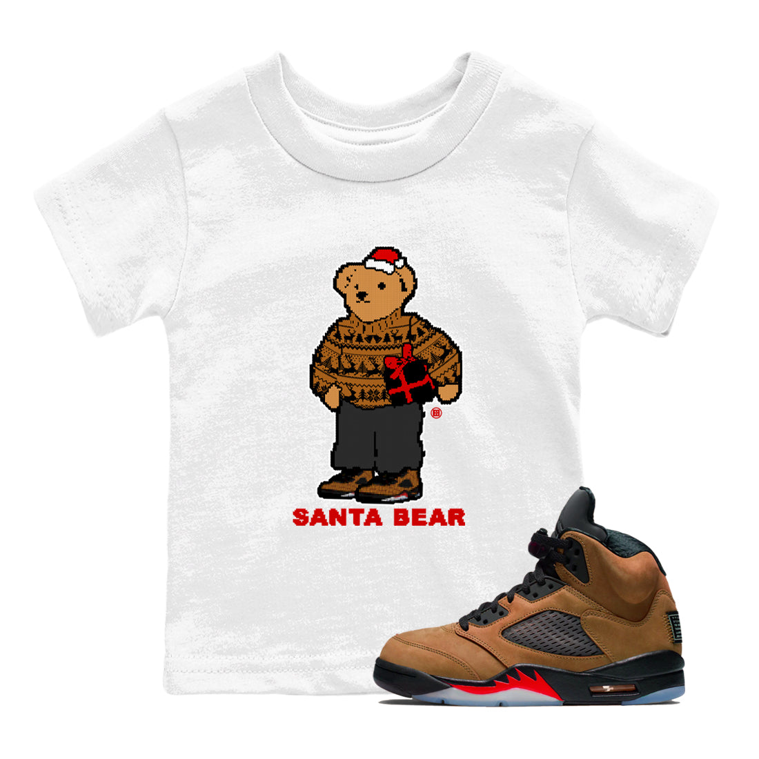 Santa Bear snkmatch Tees Kids - Air Jordan 5 Archaeo Brown