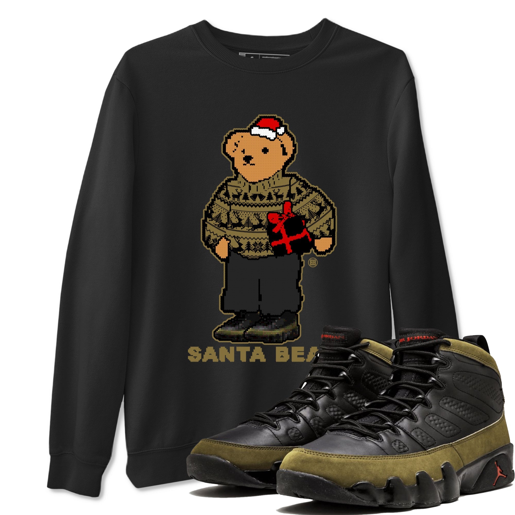 Santa Bear snkmatch Tees - Air Jordan 9 Olive
