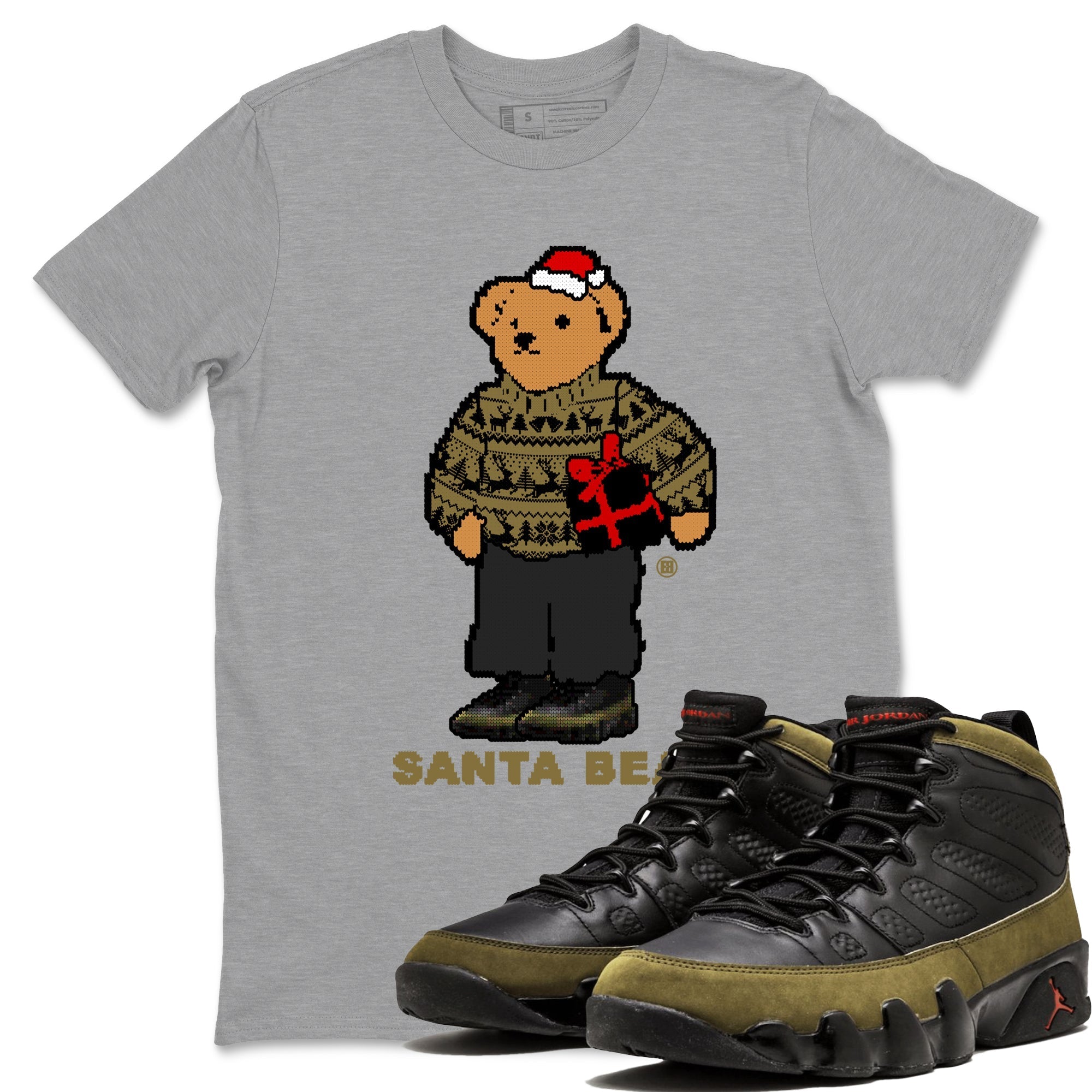 Santa Bear snkmatch Tees - Air Jordan 9 Olive