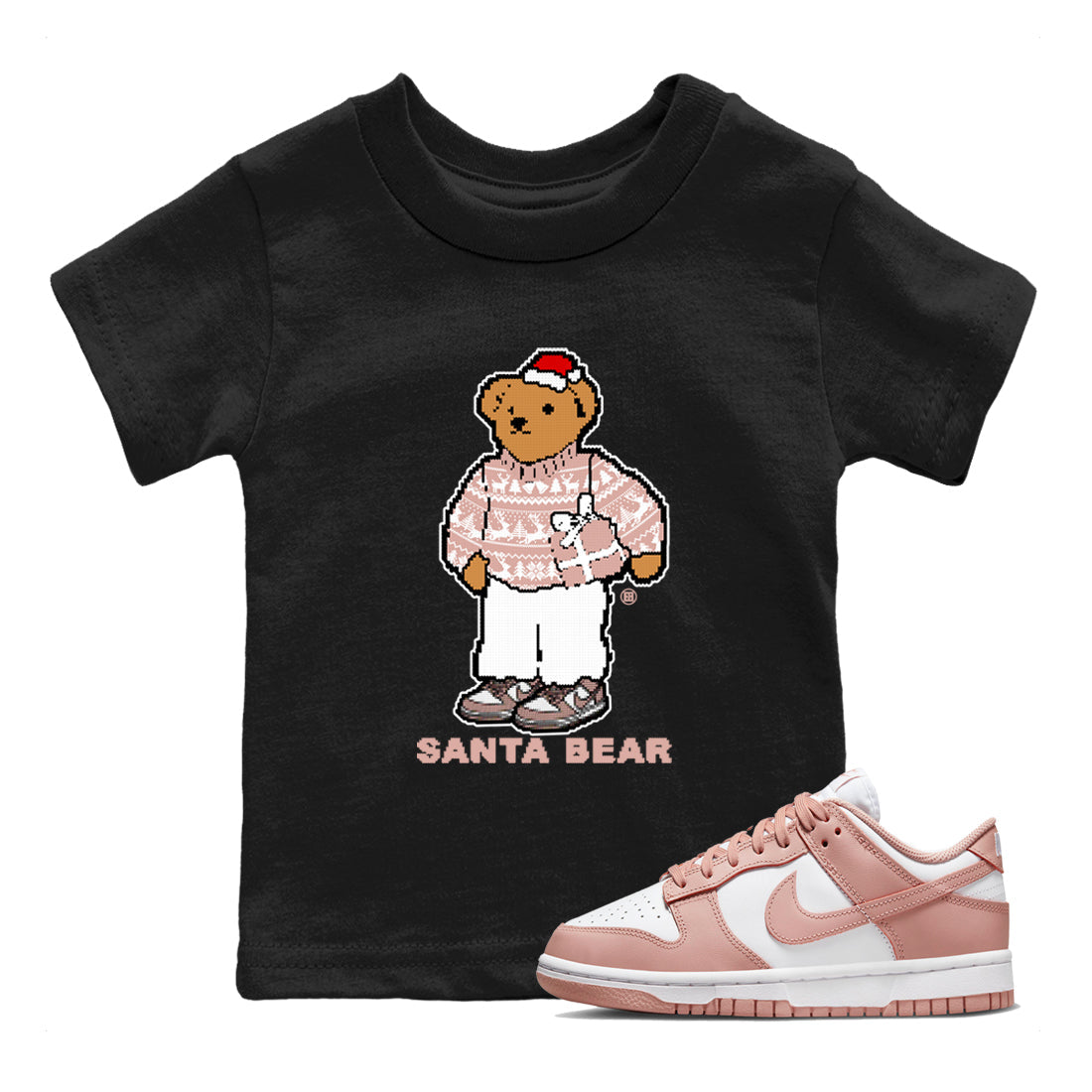 Santa Bear snkmatch Tees Kids - Dunk Rose Whisper