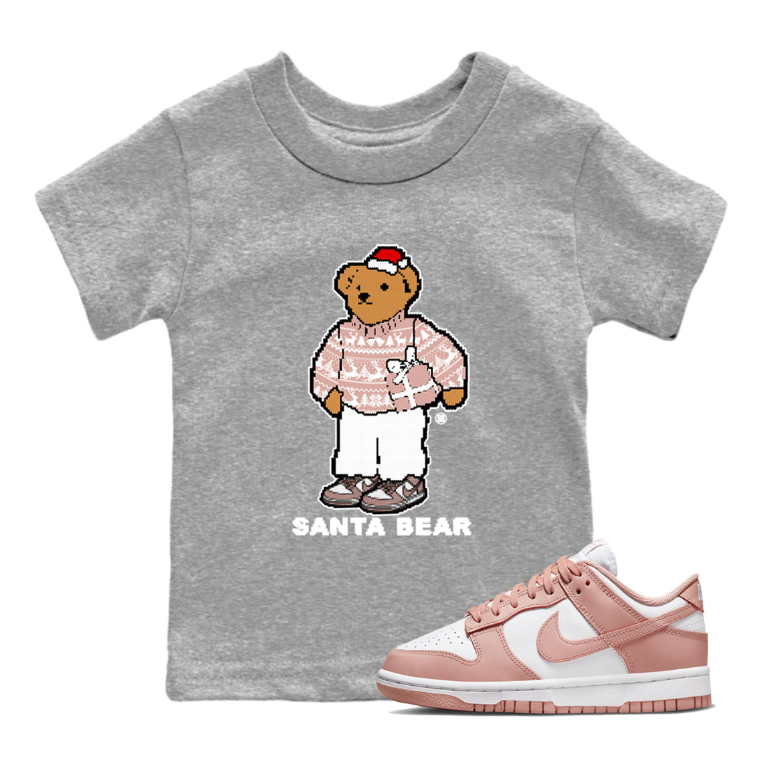 Santa Bear snkmatch Tees Kids - Dunk Rose Whisper