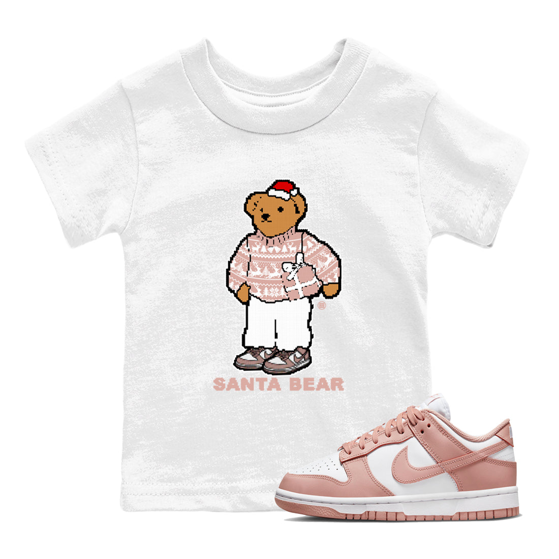 Santa Bear snkmatch Tees Kids - Dunk Rose Whisper