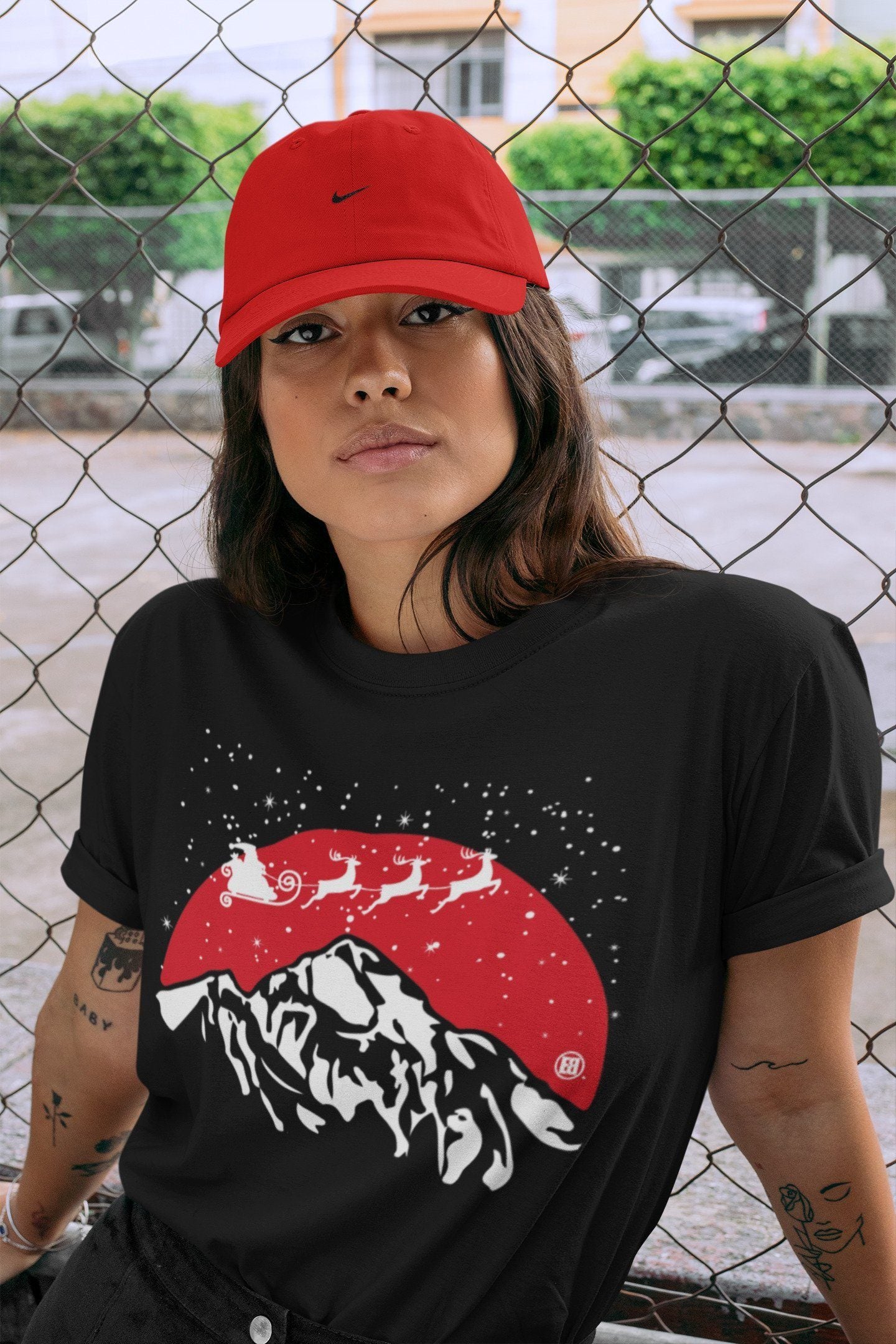 Santa Silhouette Unisex Tops - Air Jordan 4 Red Thunder