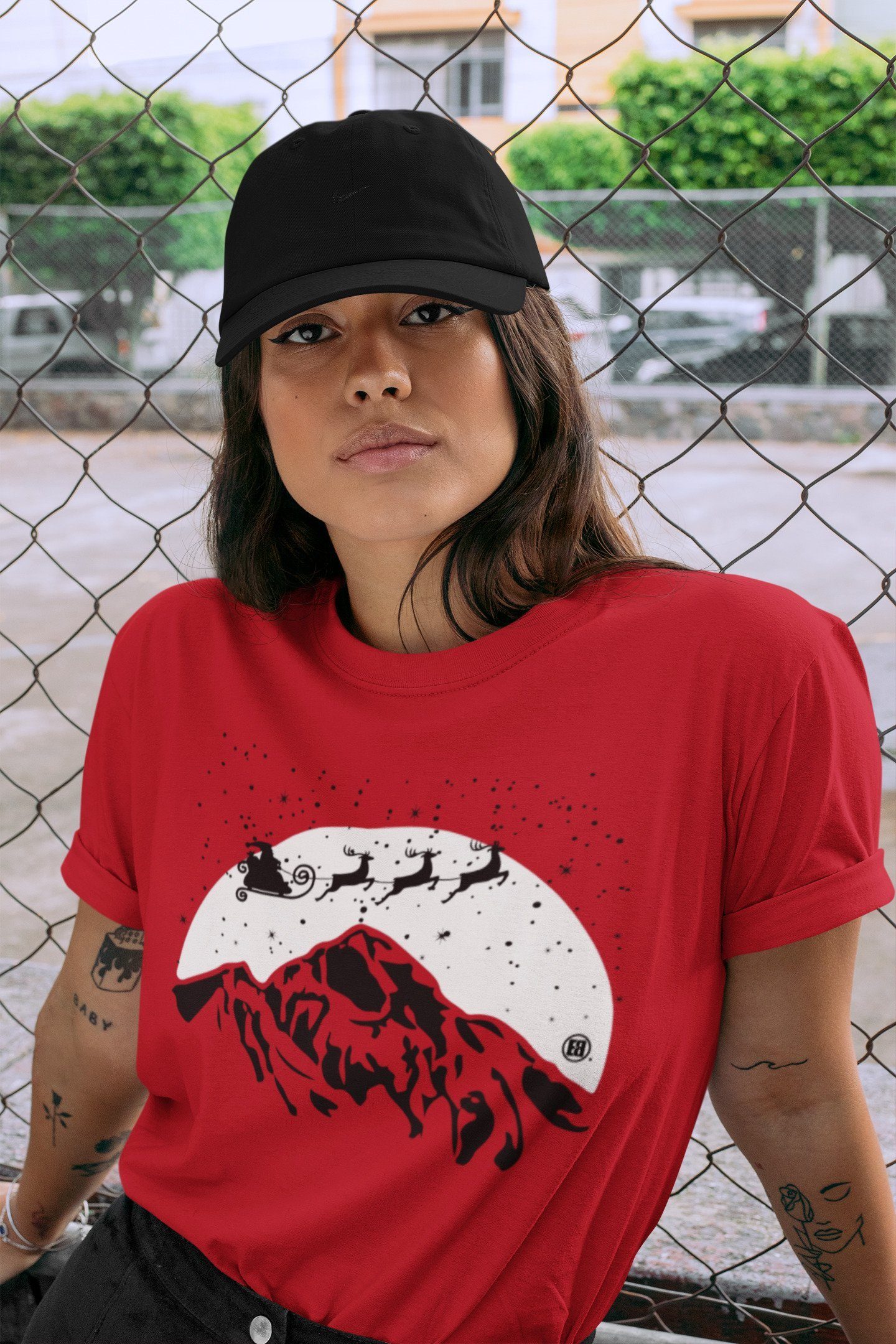 Santa Silhouette Unisex Tops - Air Jordan 4 Red Thunder