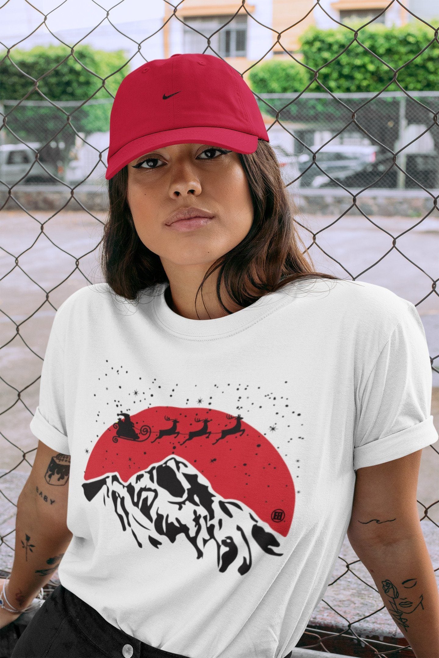 Santa Silhouette Unisex Tops - Air Jordan 4 Red Thunder