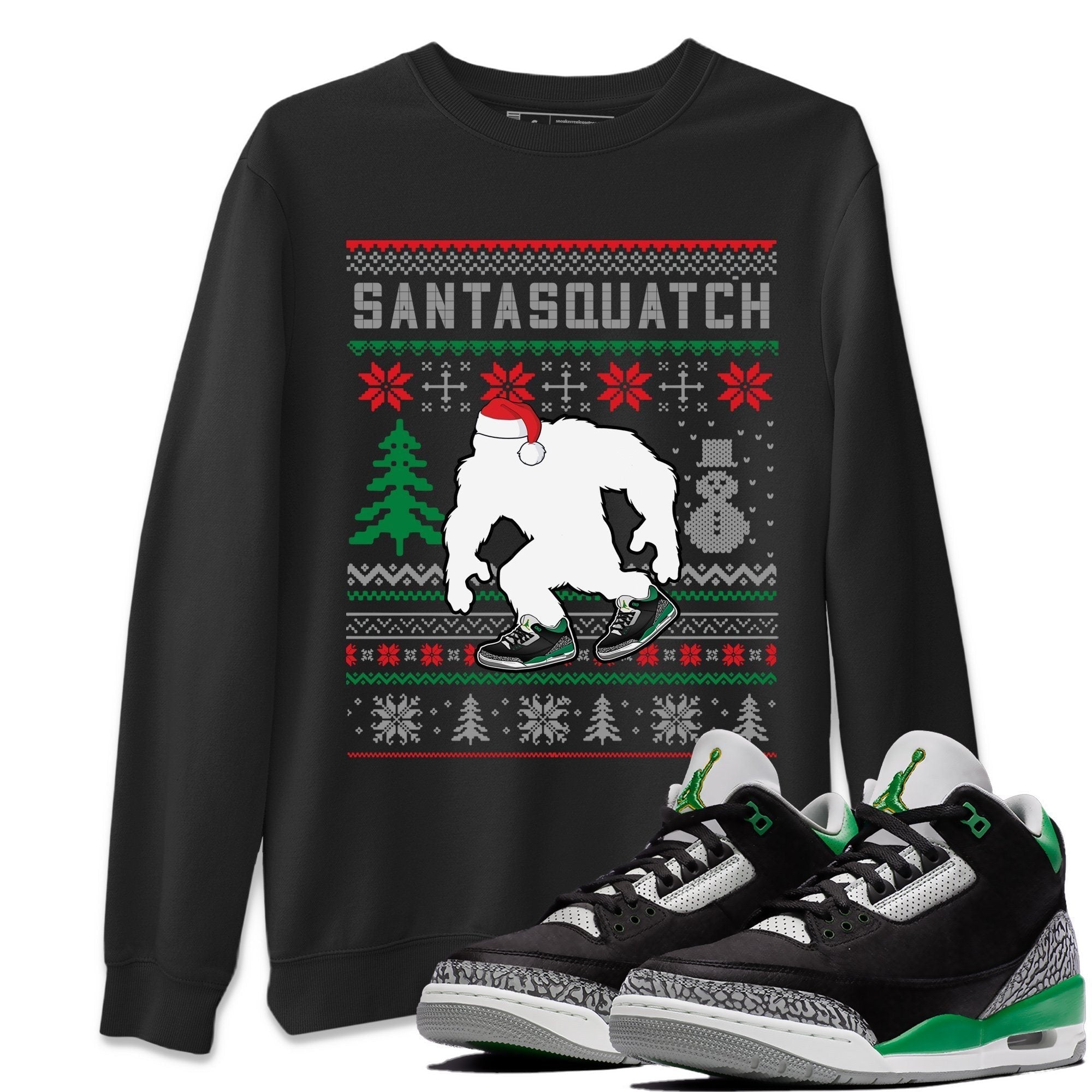 Santa Squatch Unisex Tops - Air Jordan 3 Pine Green