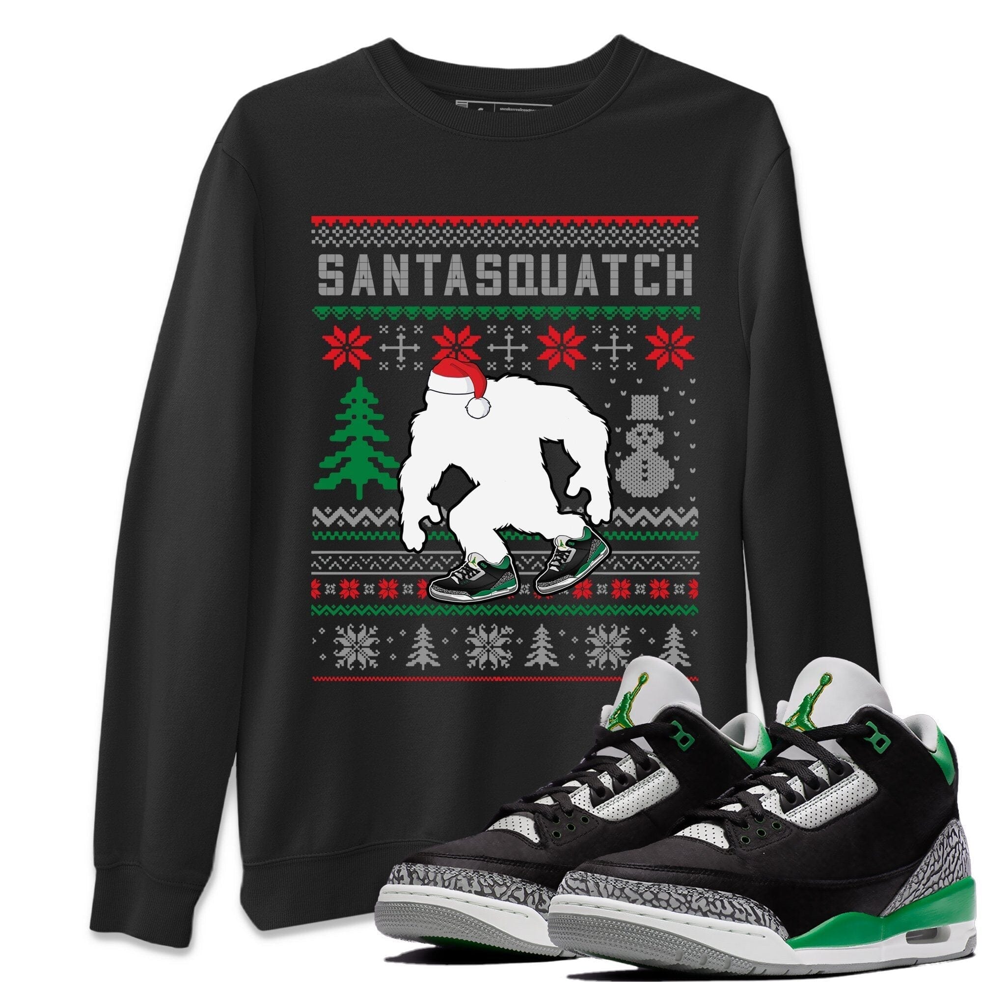 Santa Squatch Unisex Tops - Air Jordan 3 Pine Green