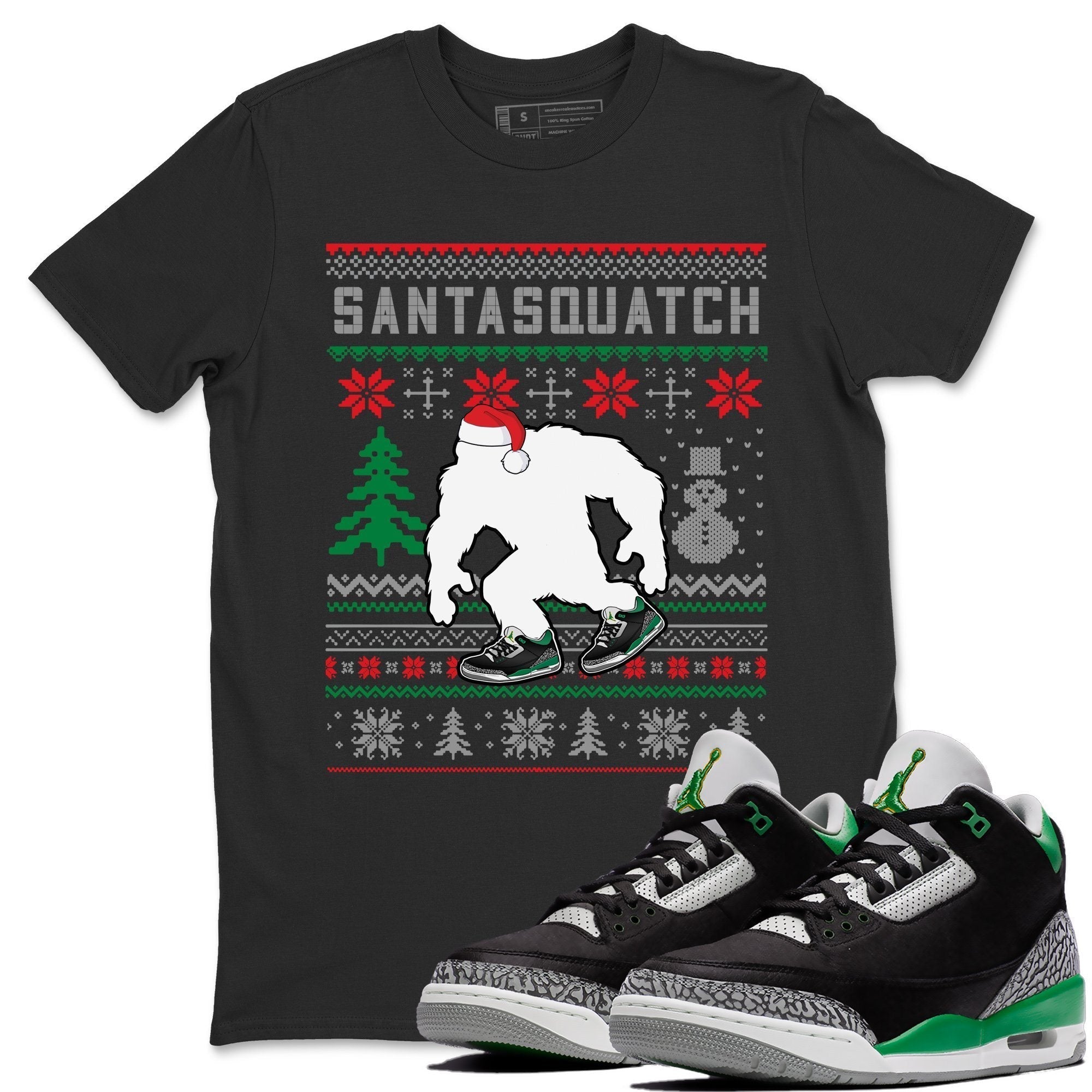 Santa Squatch Unisex Tops - Air Jordan 3 Pine Green
