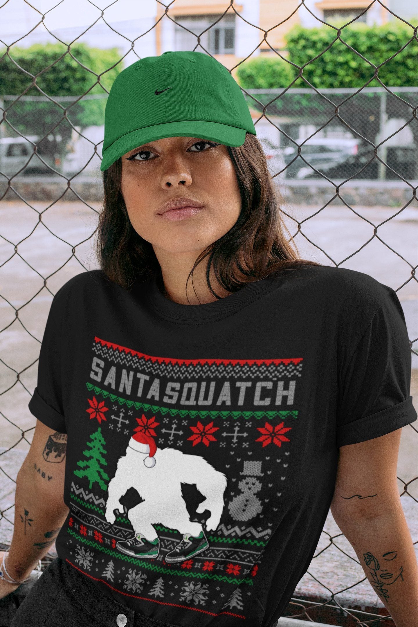 Santa Squatch Unisex Tops - Air Jordan 3 Pine Green