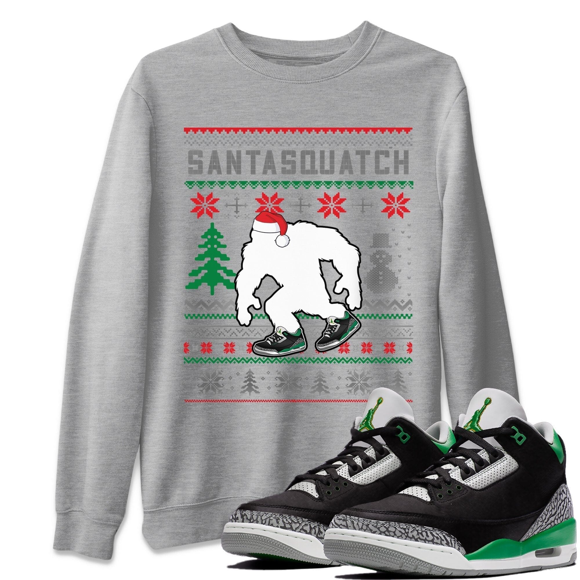 Santa Squatch Unisex Tops - Air Jordan 3 Pine Green