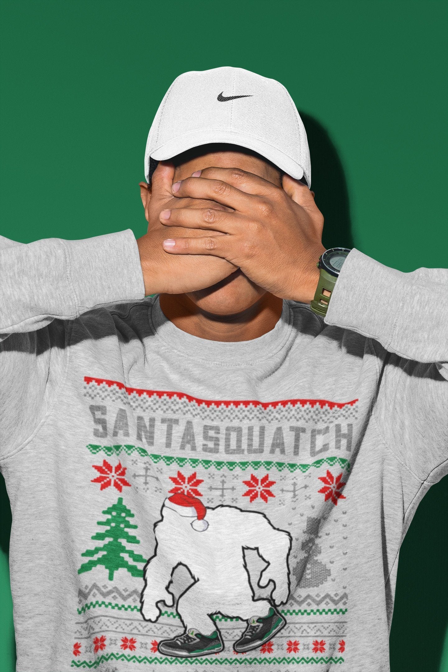 Santa Squatch Unisex Tops - Air Jordan 3 Pine Green