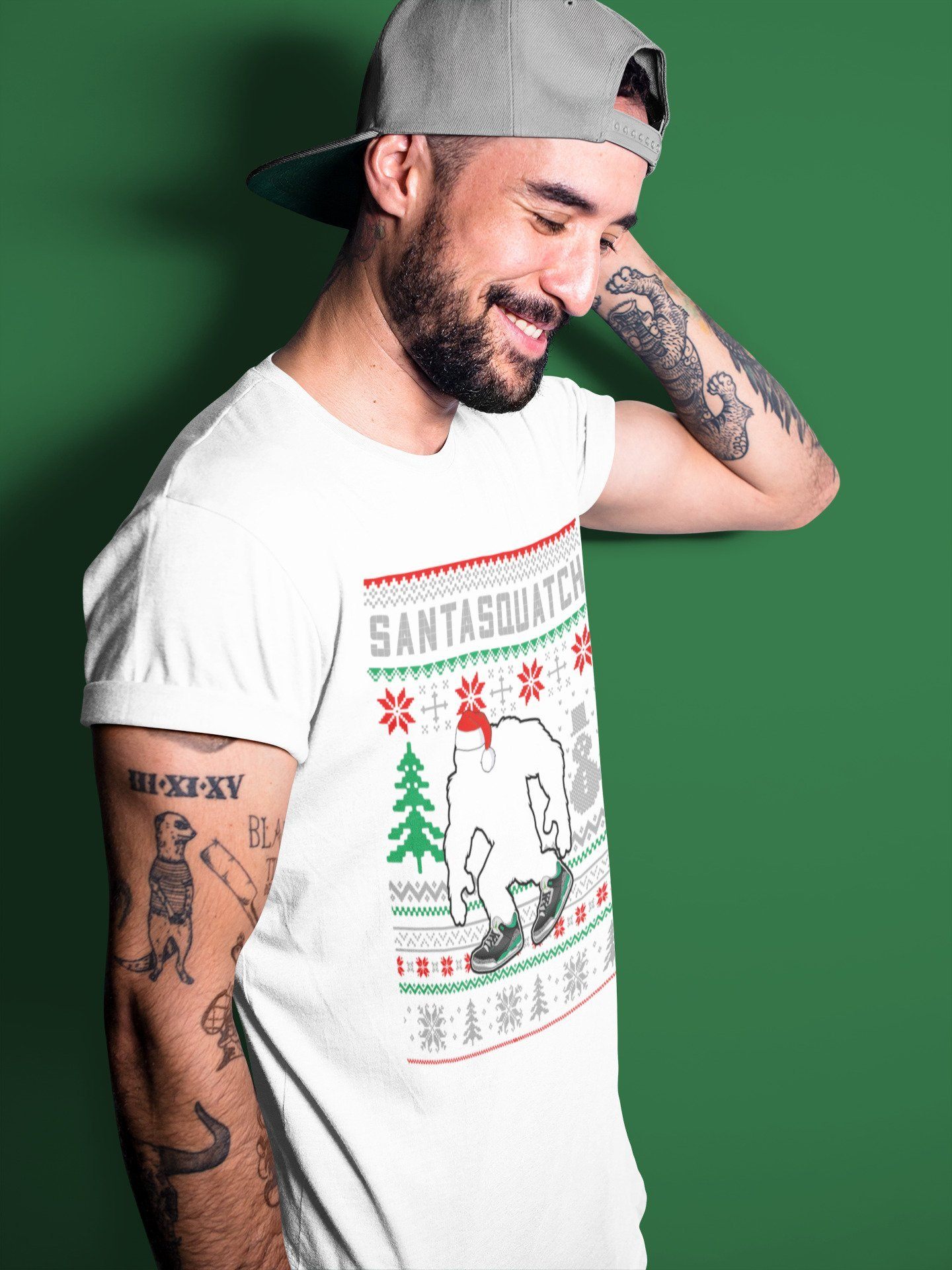 Santa Squatch Unisex Tops - Air Jordan 3 Pine Green
