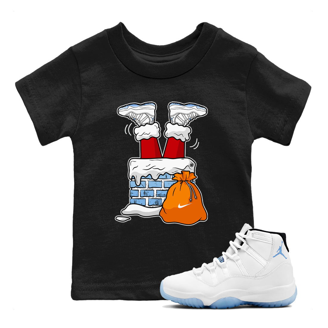 Santa Stuck In Chimney snkmatch Tees Kids - Air Jordan 11 Legend Blue