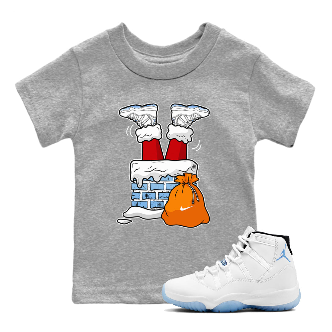 Santa Stuck In Chimney snkmatch Tees Kids - Air Jordan 11 Legend Blue