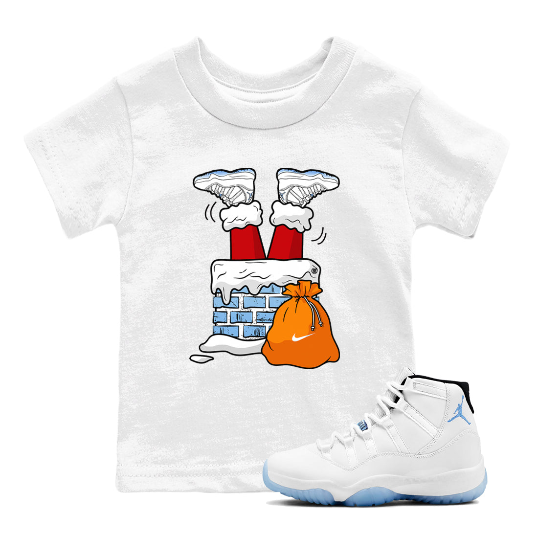 Santa Stuck In Chimney snkmatch Tees Kids - Air Jordan 11 Legend Blue