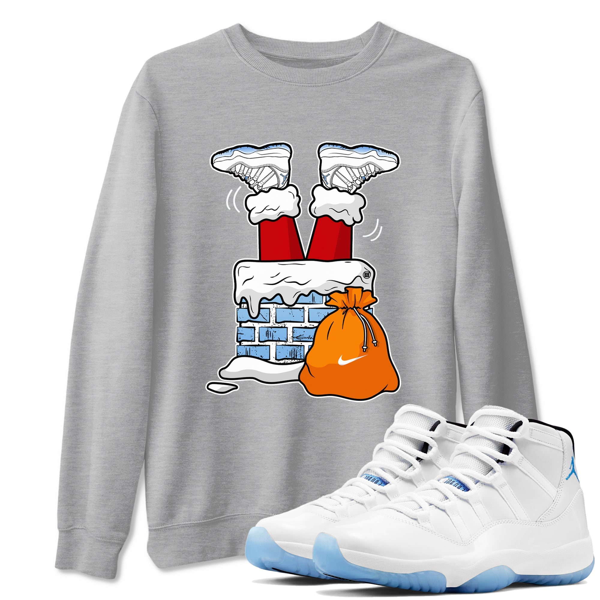 Santa Stuck In Chimney snkmatch Tees - Air Jordan 11 Legend Blue