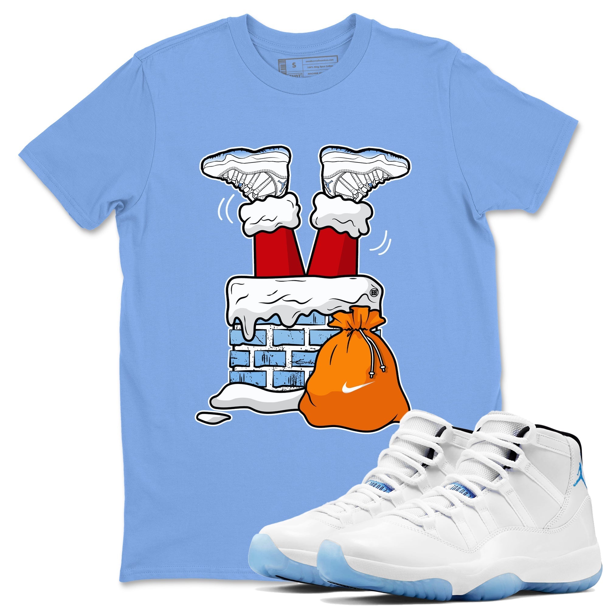 Santa Stuck In Chimney snkmatch Tees - Air Jordan 11 Legend Blue
