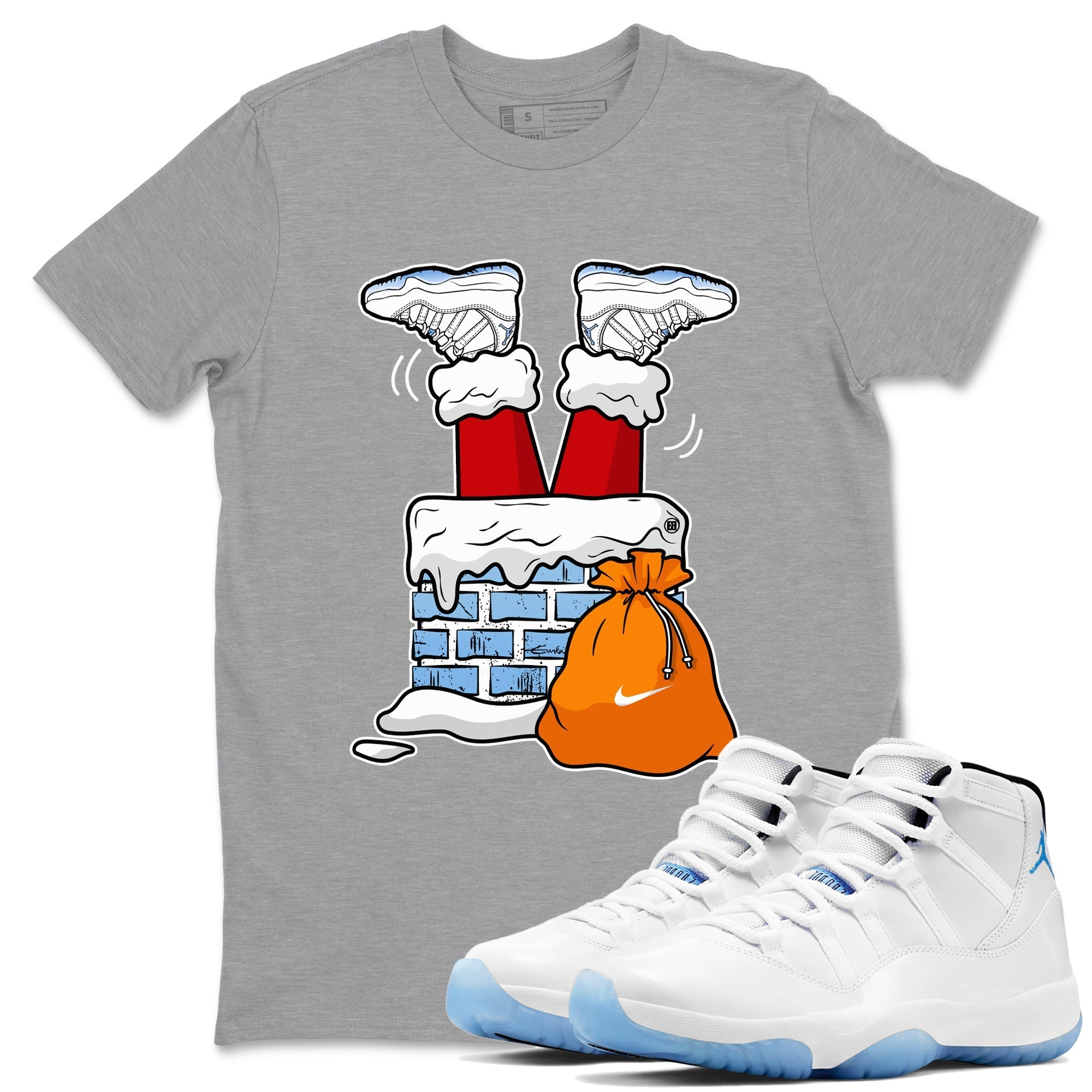 Santa Stuck In Chimney snkmatch Tees - Air Jordan 11 Legend Blue