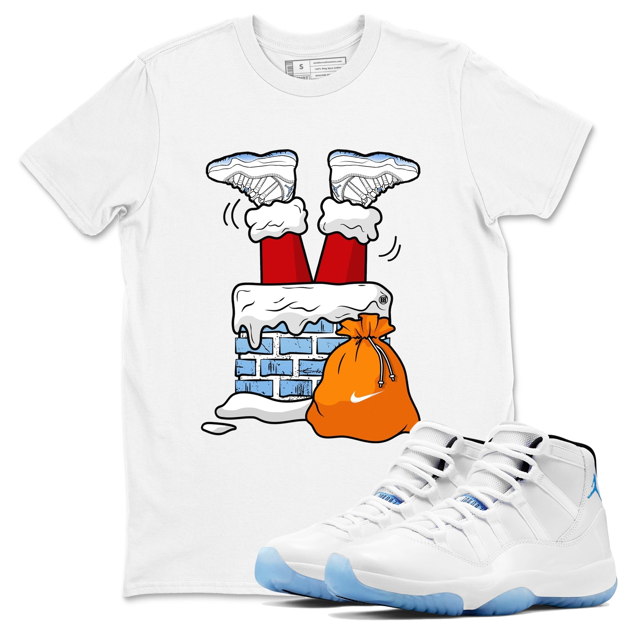 Santa Stuck In Chimney snkmatch Tees - Air Jordan 11 Legend Blue
