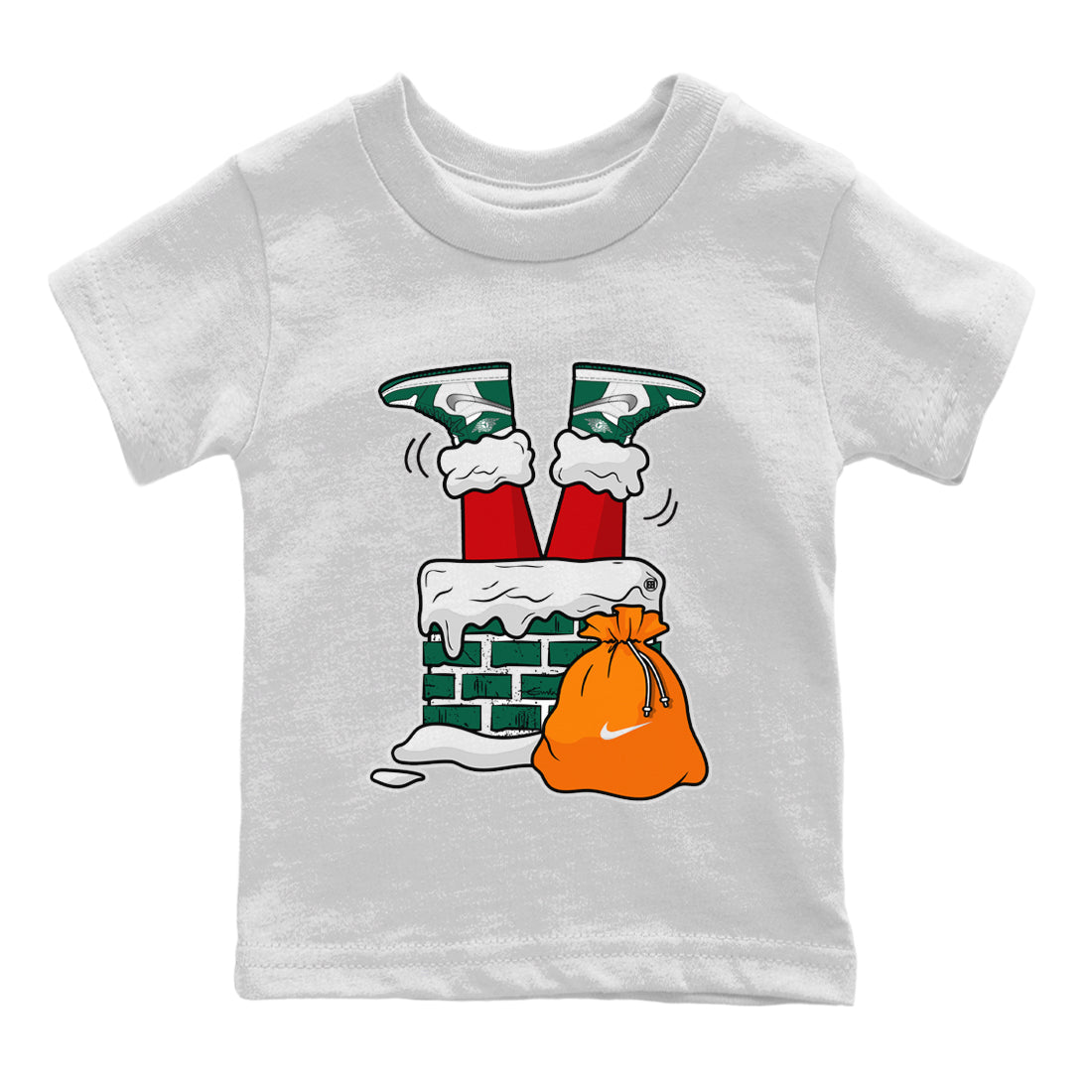 Santa Stuck In Chimney Kids Tops - Air Jordan 1 Gorge Green