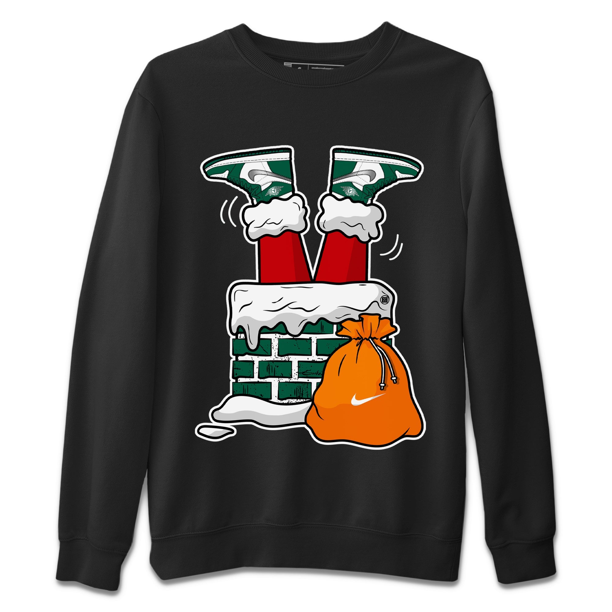 Santa Stuck In Chimney Unisex Tops - Air Jordan 1 Gorge Green