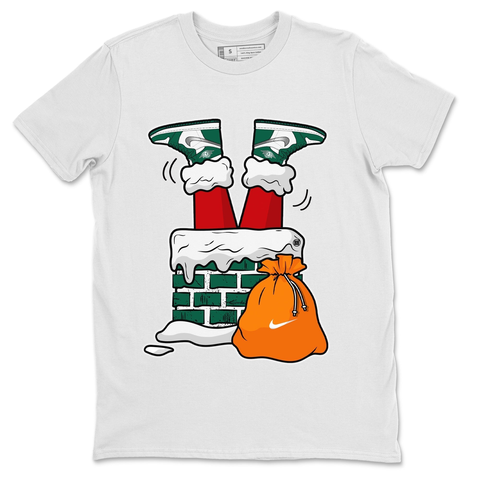 Santa Stuck In Chimney Unisex Tops - Air Jordan 1 Gorge Green